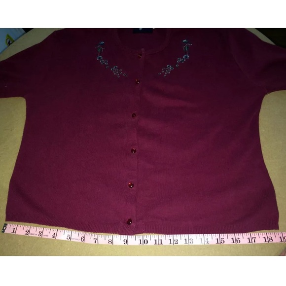 Morbid threads maroon cardigan flower embroidery M - Picture 8 of 8